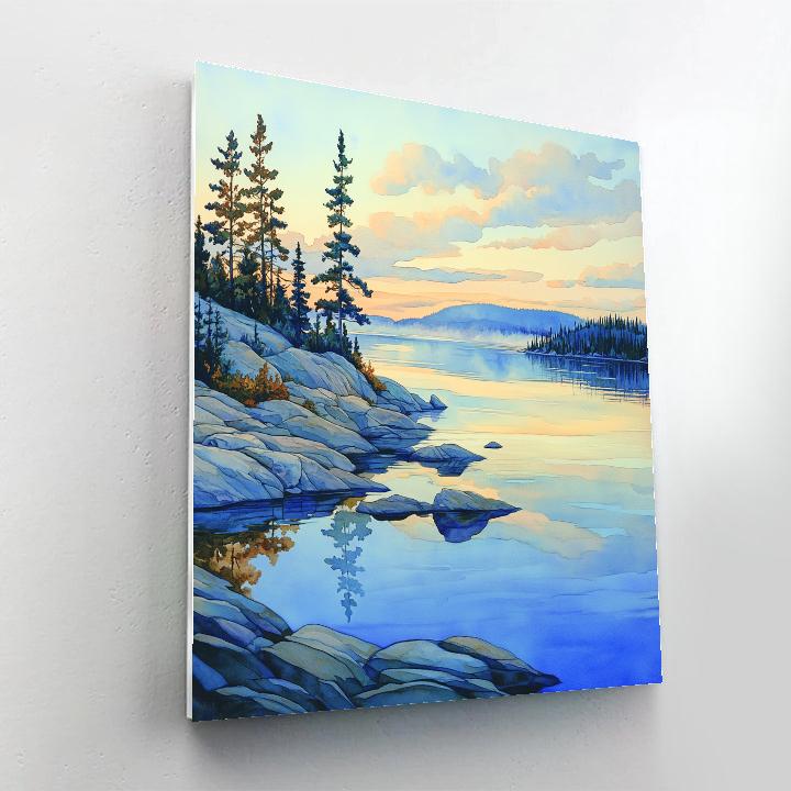 Franklin Carmichael Inspired Crystalline Lake At Dawn painting number kit