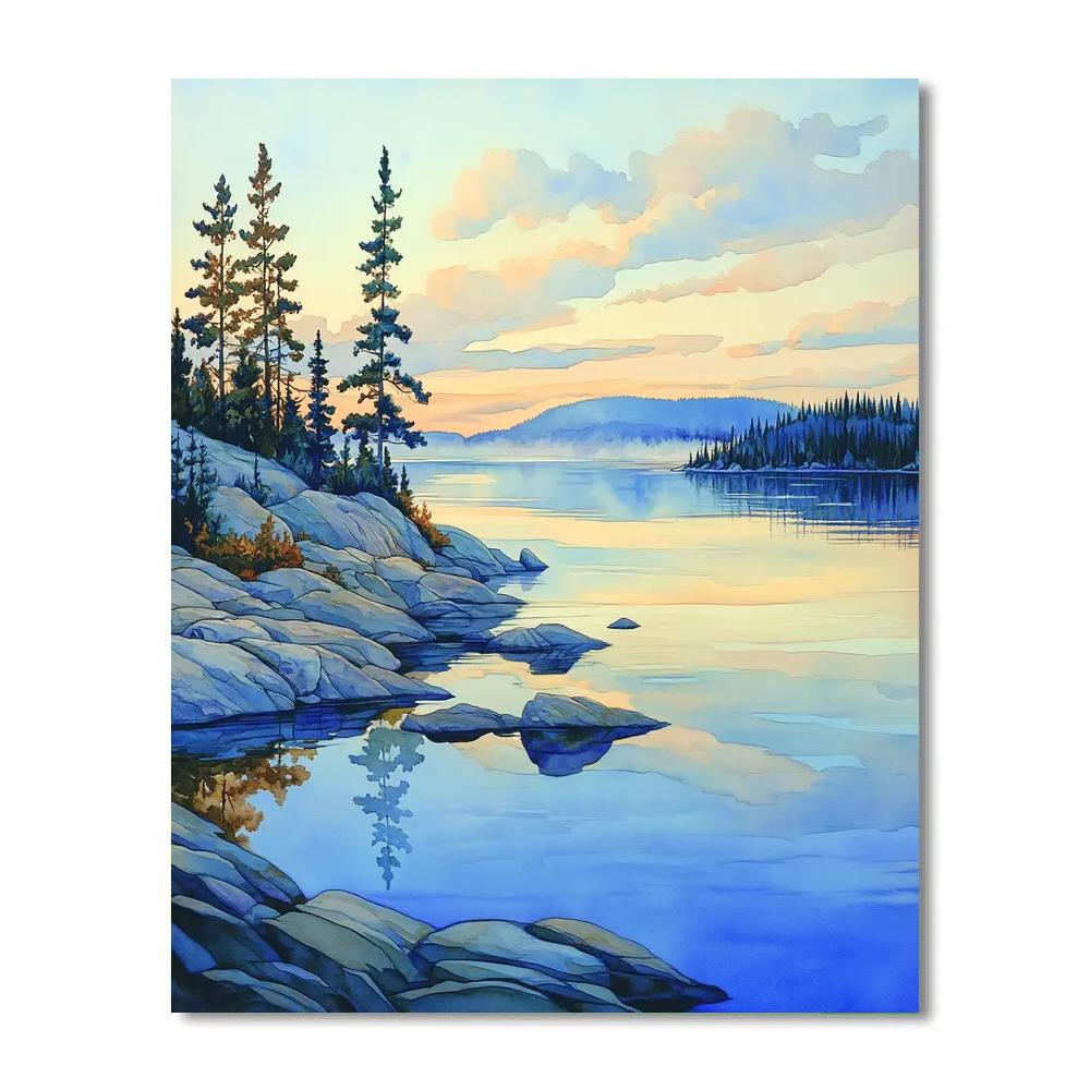 Franklin Carmichael Inspired Crystalline Lake At Dawn painting number kit