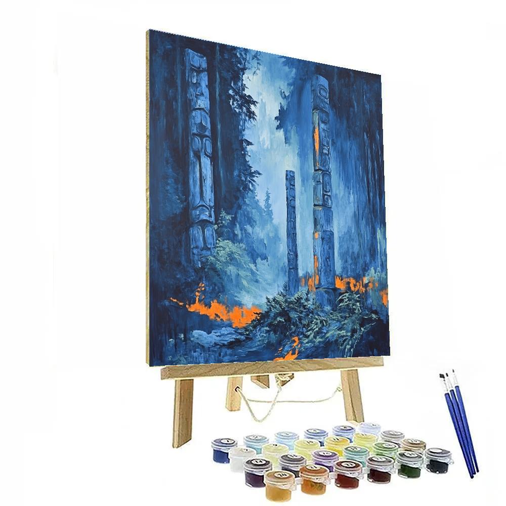 Emily Carr Inspired Mystical Totem Grove paint by numbers