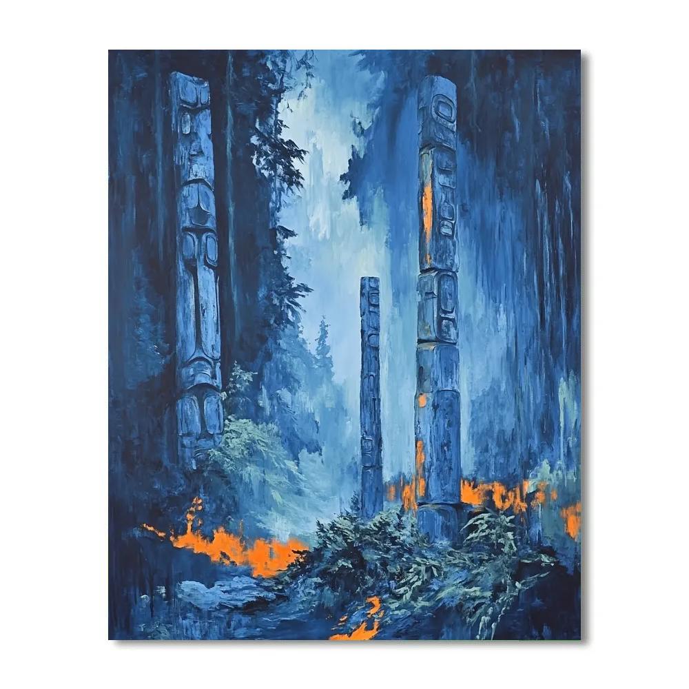 Emily Carr Inspired Mystical Totem Grove paint by numbers