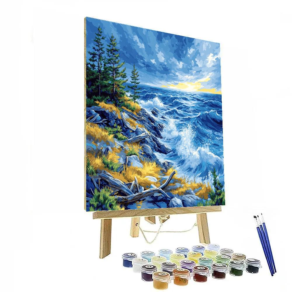 Emily Carr Inspired Churning Pacific Coast DIY paint by numbers