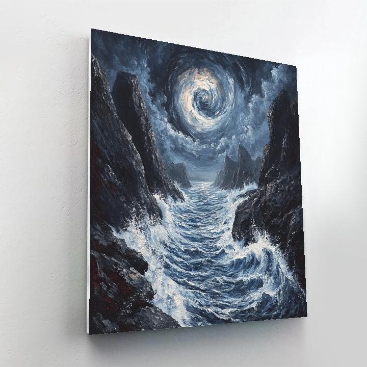 Edvard Munch Inspired Storm Over Fjord Rocks Number painting