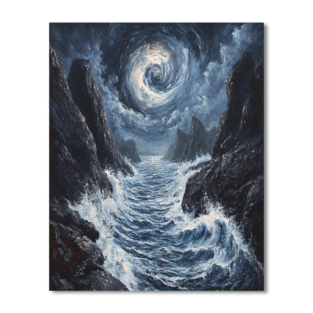 Edvard Munch Inspired Storm Over Fjord Rocks Number painting