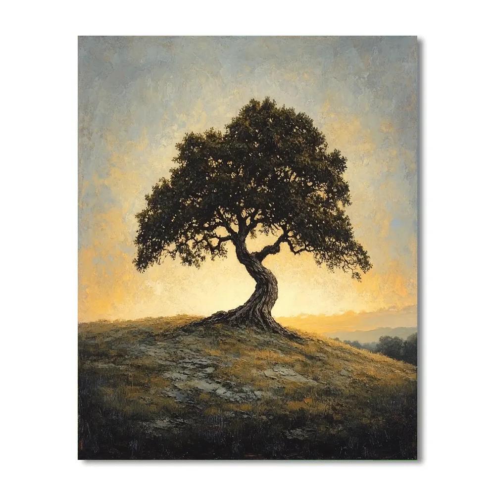Francisco Goya Inspired Weathered Oak Against Horizon Glow paint by numbers