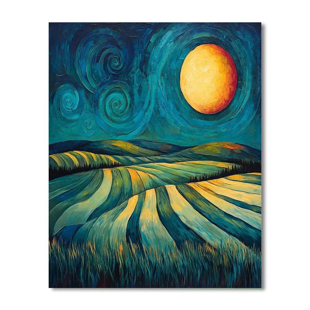 Edvard Munch Inspired Radiant Midnight Field Paint by numbers art