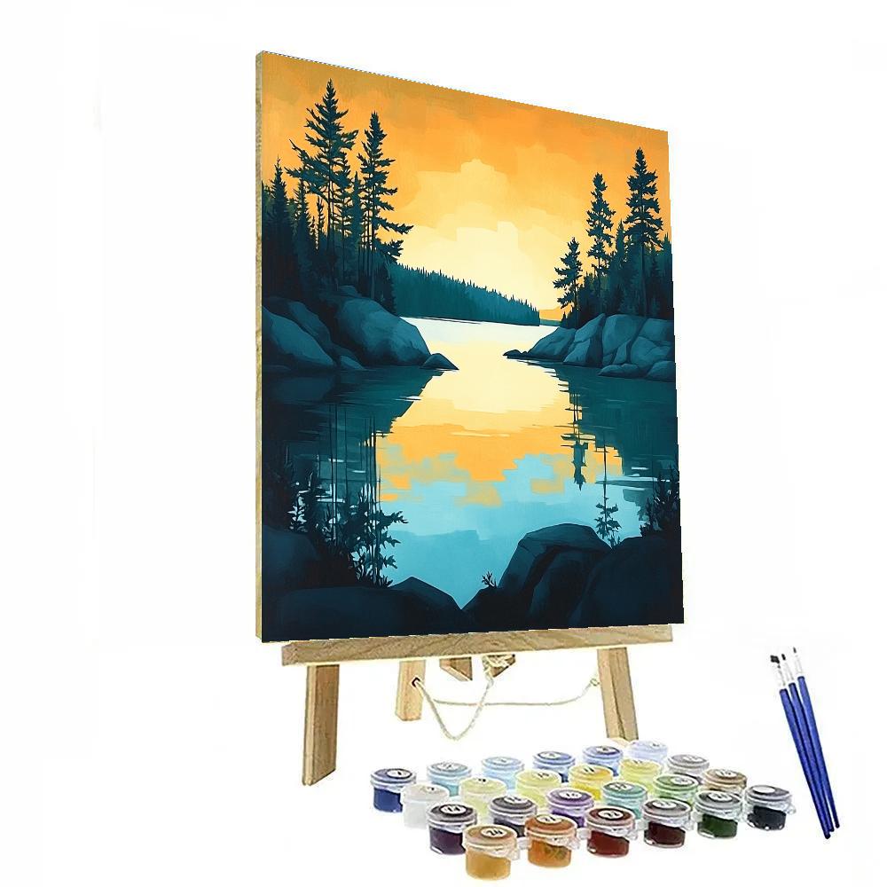 Franklin Carmichael Inspired Evening Pines Against Gold Sky DIY paint by numbers