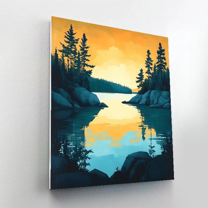 Franklin Carmichael Inspired Evening Pines Against Gold Sky DIY paint by numbers