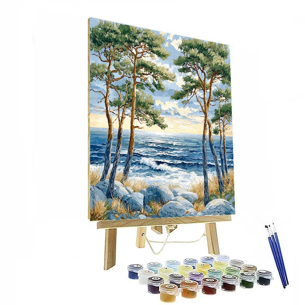 Emily Carr Inspired Windswept Coastal Pines DIY paint by numbers
