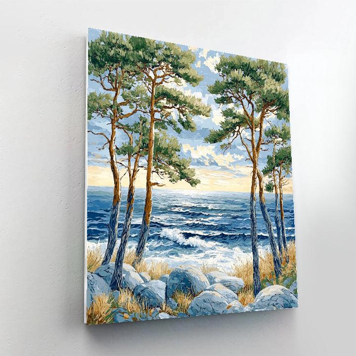 Emily Carr Inspired Windswept Coastal Pines DIY paint by numbers