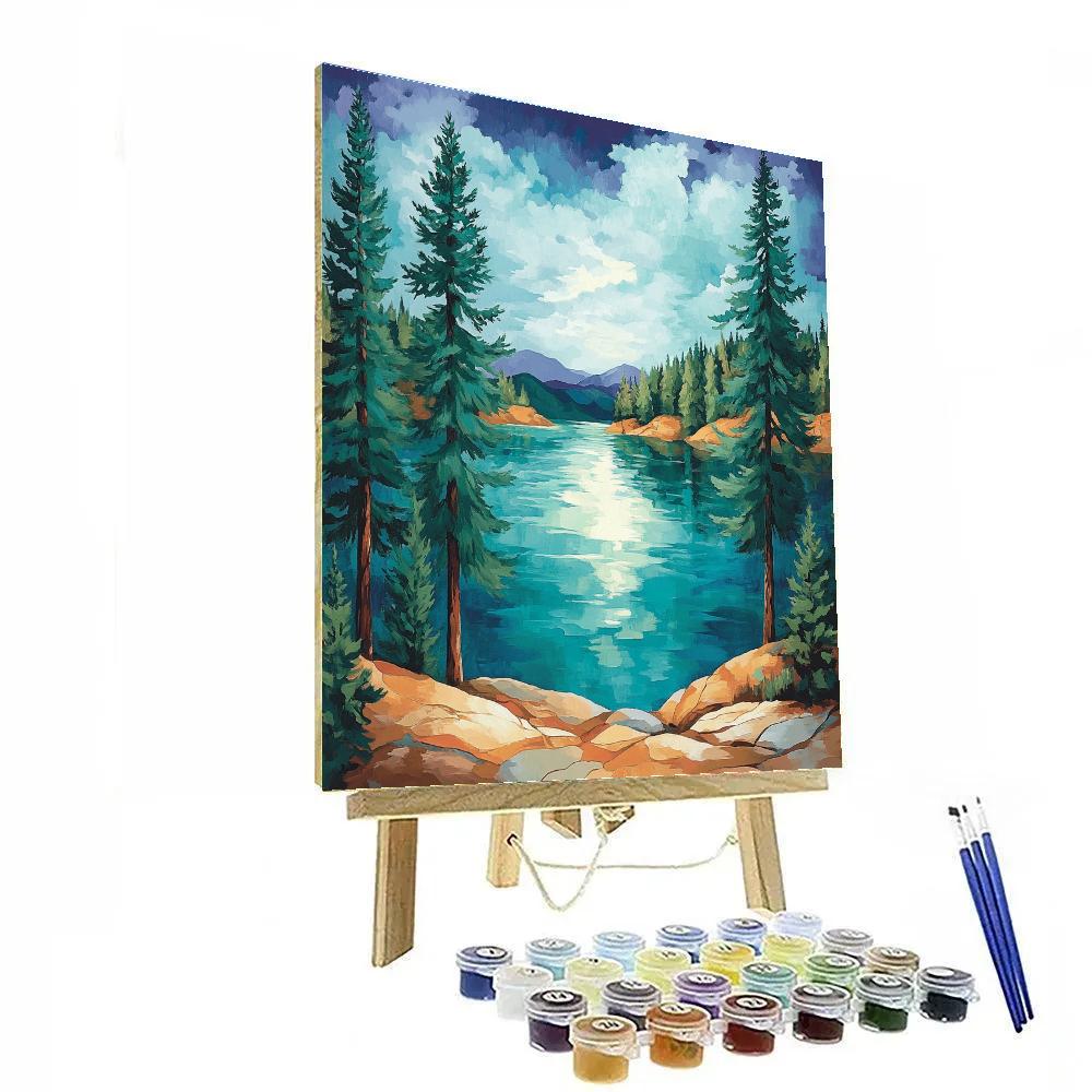 J. E. H. MacDonald Inspired Pine-Framed Northern Lake paint by numbers