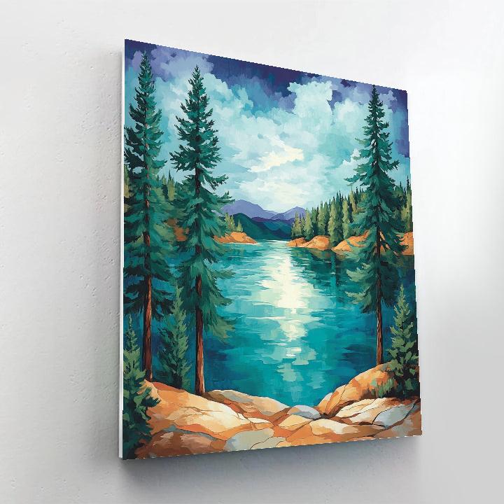 J. E. H. MacDonald Inspired Pine-Framed Northern Lake paint by numbers