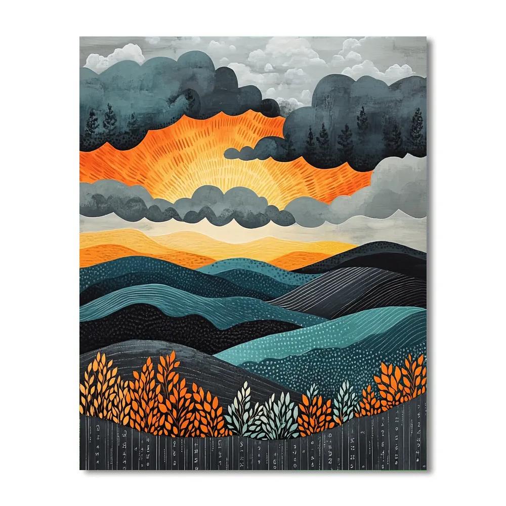 Frederick Varley Inspired Storm Passing Across Rolling Hills Paint by numbers kits