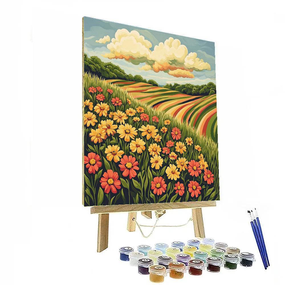 J. E. H. MacDonald Inspired Meadow Of Wildflowers And Cloud Bands DIY paint by numbers