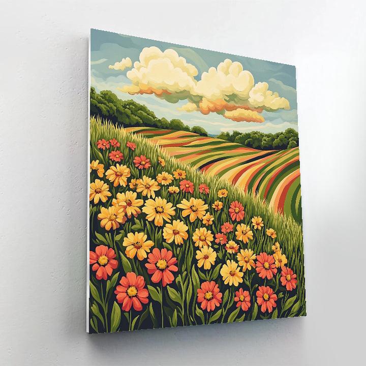 J. E. H. MacDonald Inspired Meadow Of Wildflowers And Cloud Bands DIY paint by numbers