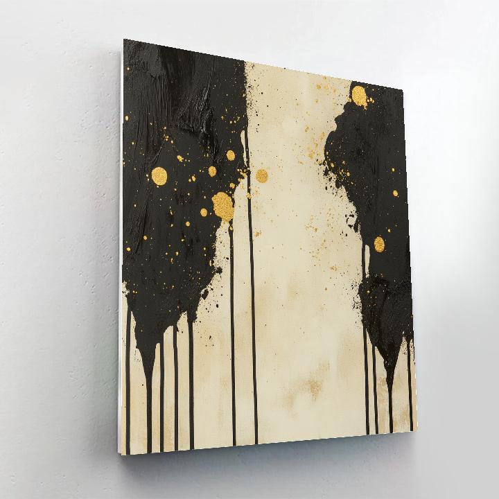 Jackson Pollock Inspired Chaotic Rhythm In Black And Gold painting number kit