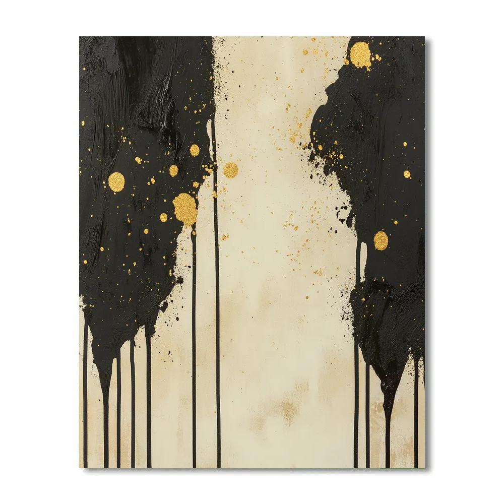 Jackson Pollock Inspired Chaotic Rhythm In Black And Gold painting number kit