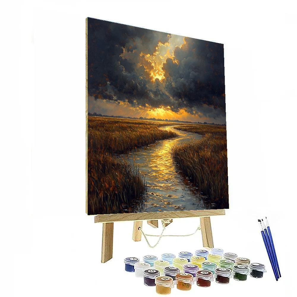 Rembrandt Inspired Storm Clouds Over Dutch Marsh DIY paint by numbers