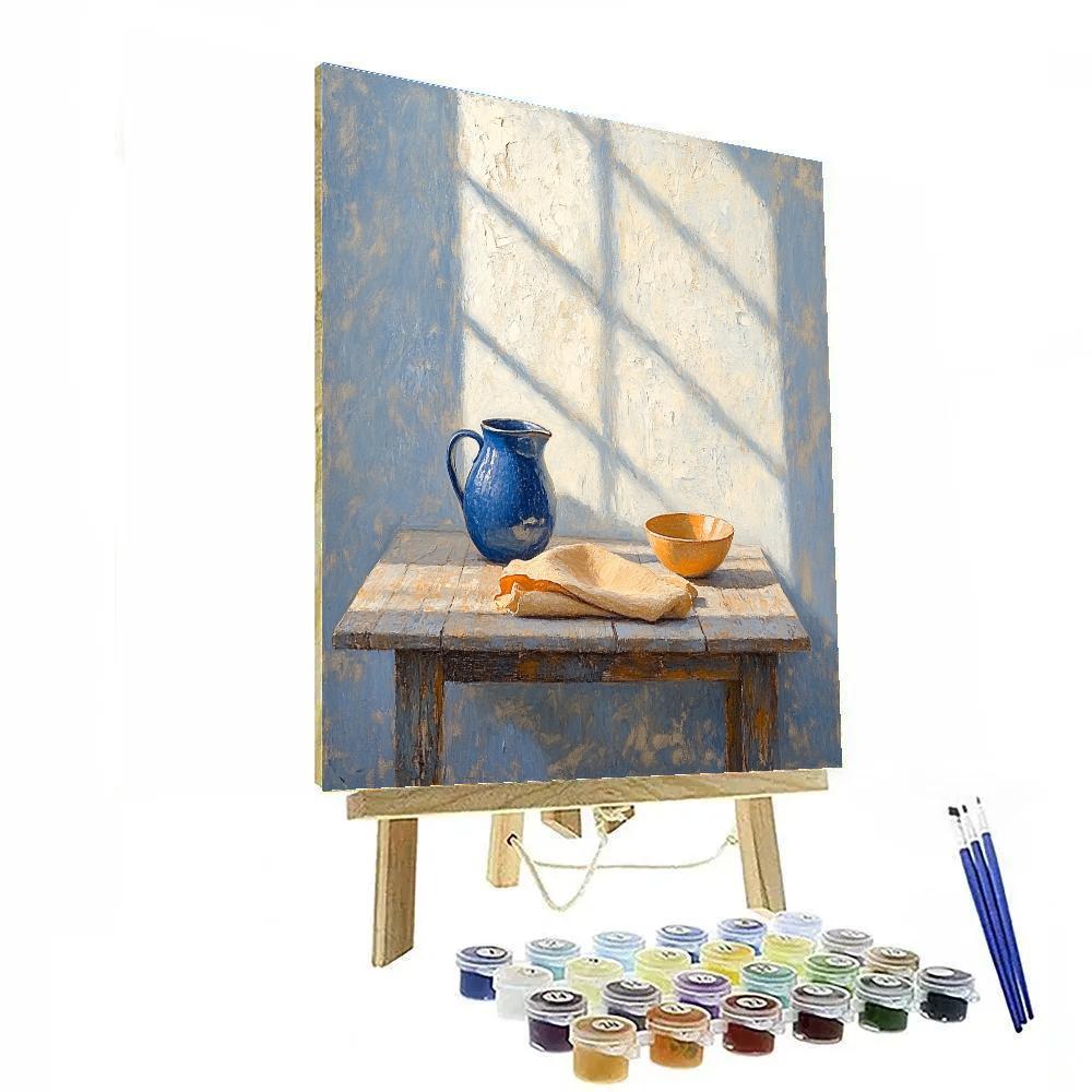 Johannes Vermeer Inspired Blue Jug On Quiet Table Paint by numbers kits