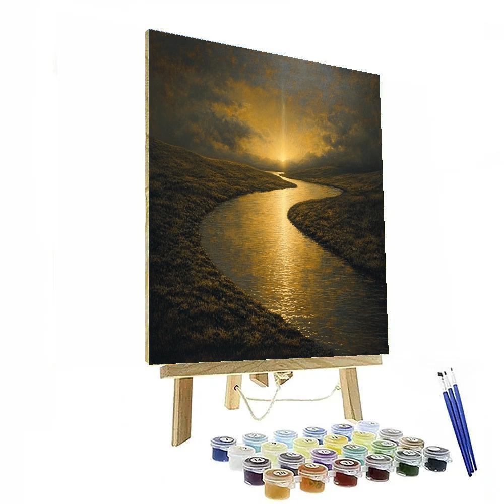 Rembrandt Inspired River With Golden Shaft Of Light DIY paint by numbers