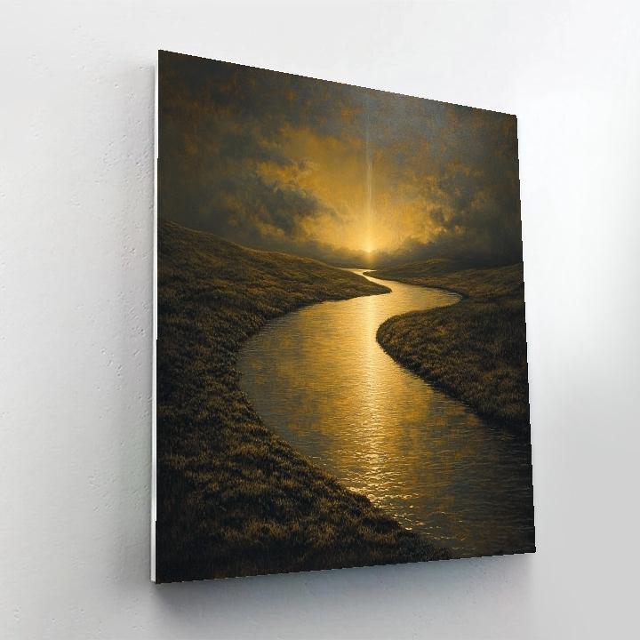 Rembrandt Inspired River With Golden Shaft Of Light DIY paint by numbers