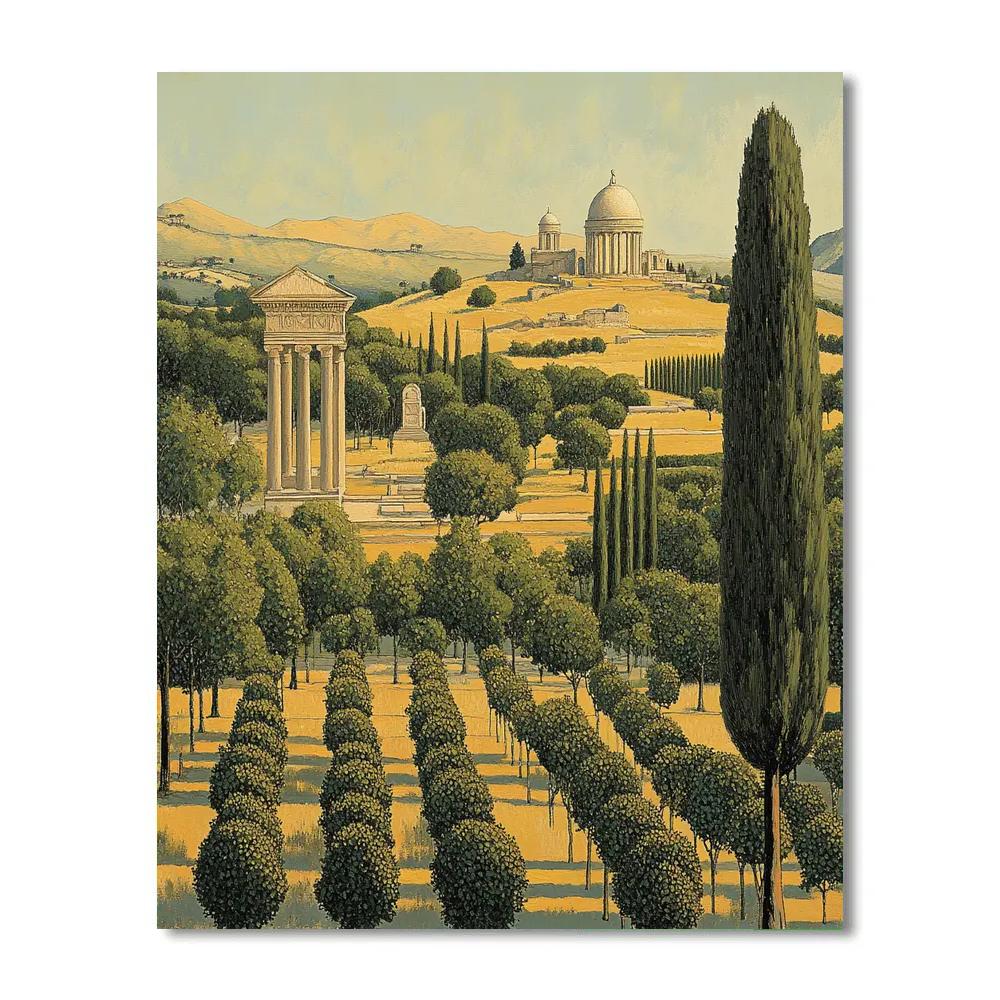 Raphael Inspired Idealized Horizon With Rolling Hills Numbered painting kits