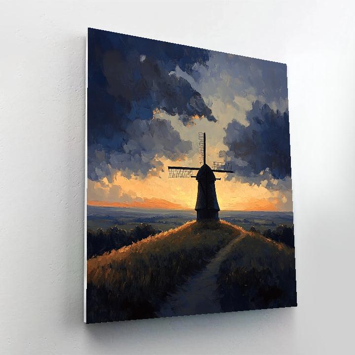Rembrandt Inspired Windmill Silhouette At Twilight paint by color