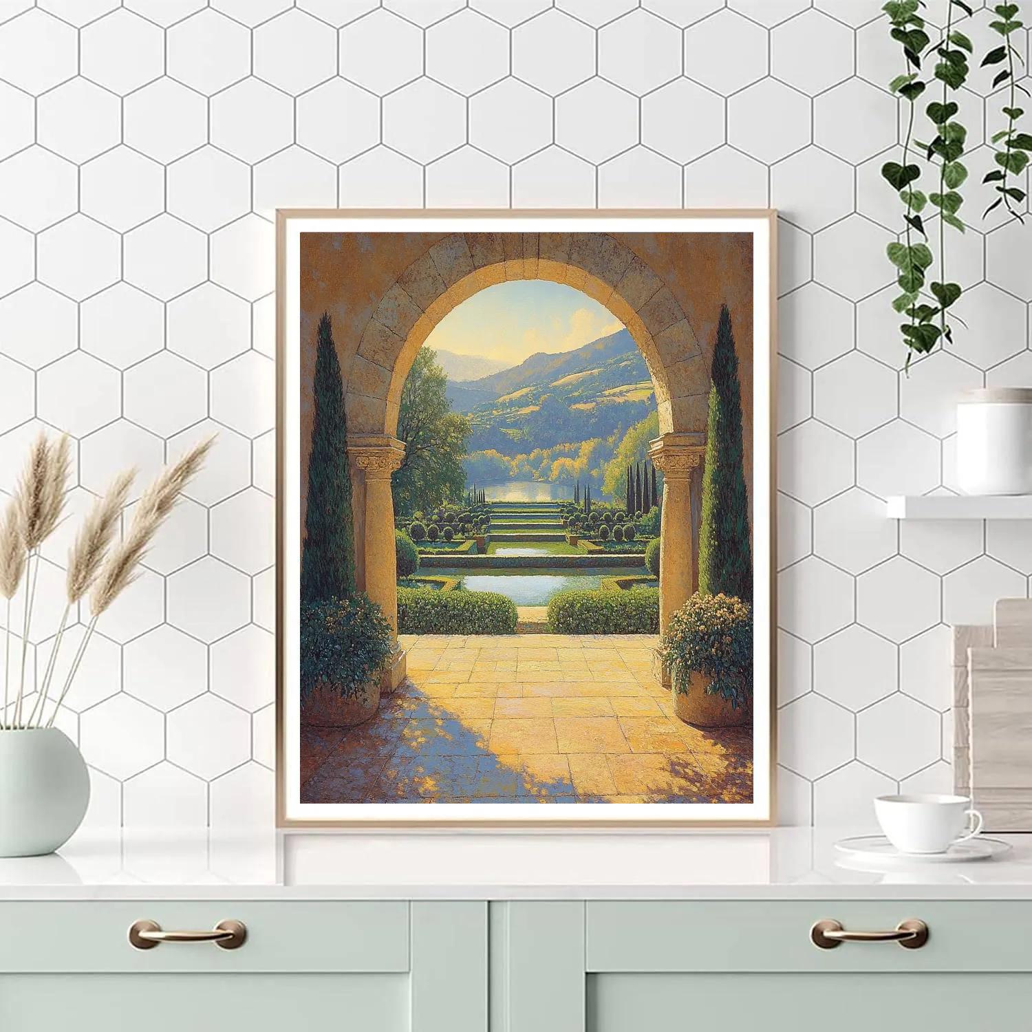 Raphael Inspired Classical Archway In Golden Light paint by color