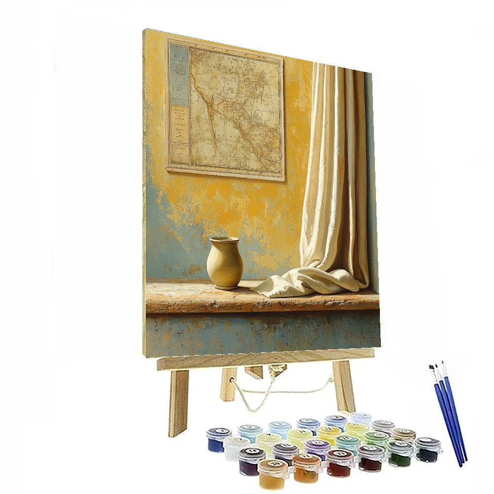 Johannes Vermeer Inspired Interior Wall With Map And Light painting number kit