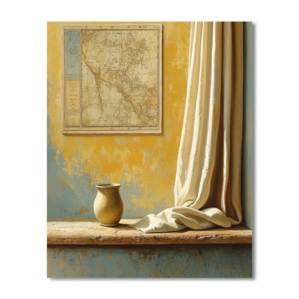 Johannes Vermeer Inspired Interior Wall With Map And Light painting number kit