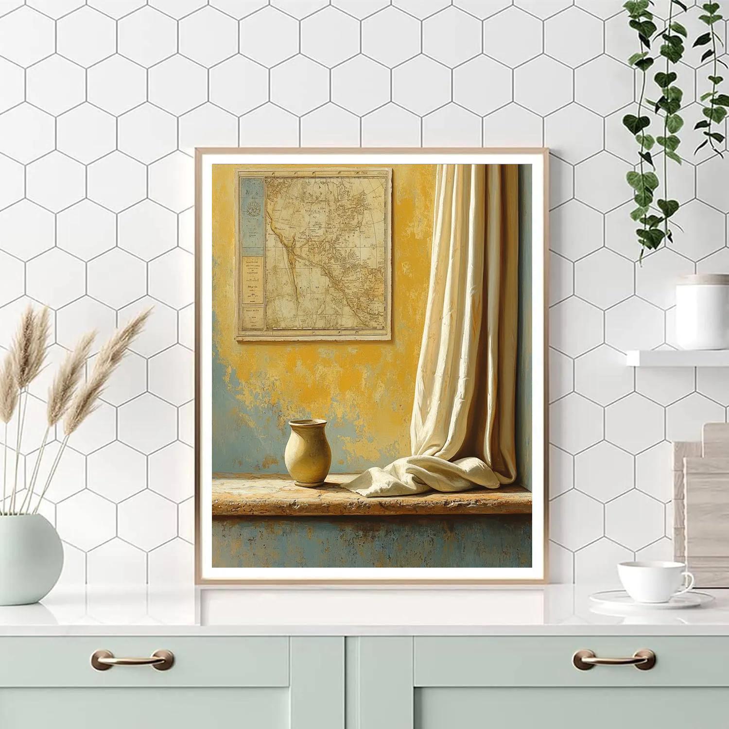 Johannes Vermeer Inspired Interior Wall With Map And Light painting number kit