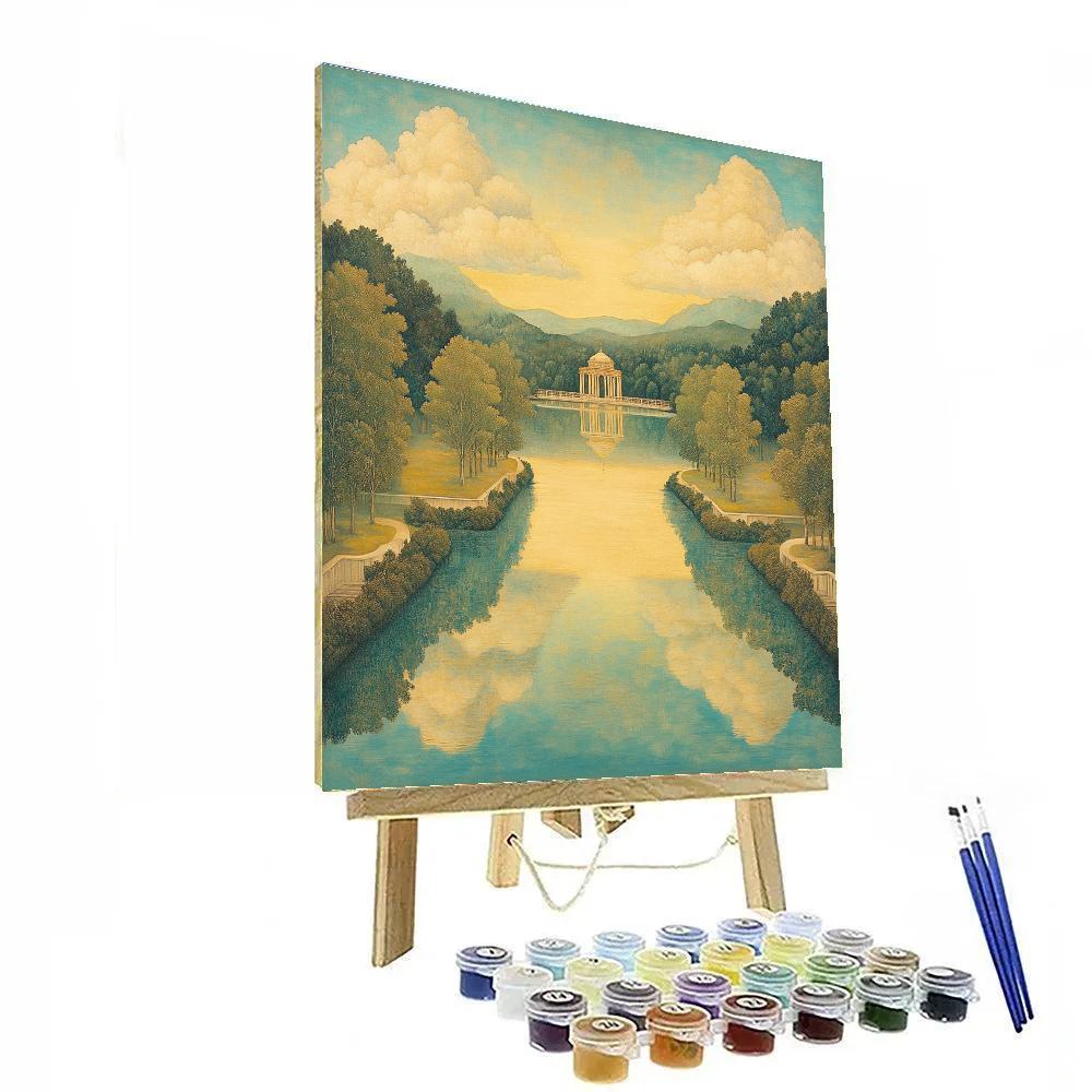 Raphael Inspired Symmetrical Sky With Flowing River DIY paint by numbers