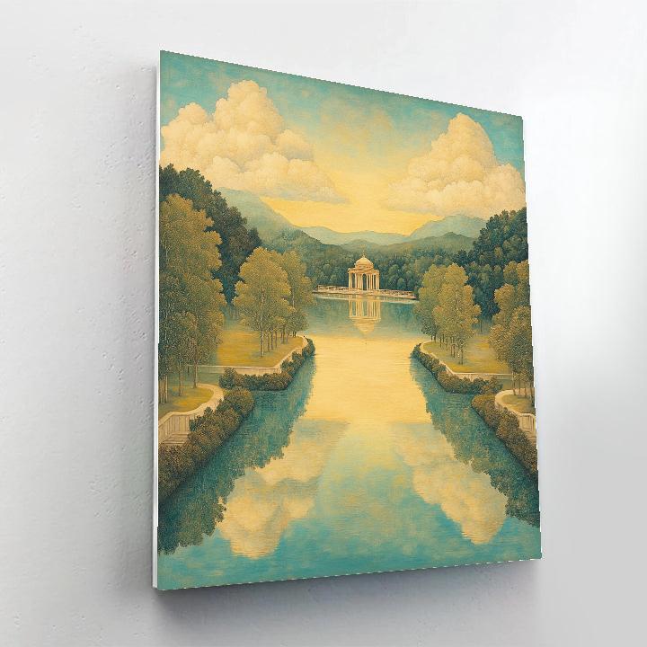 Raphael Inspired Symmetrical Sky With Flowing River DIY paint by numbers