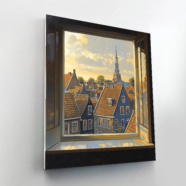 Johannes Vermeer Inspired City Rooftops In Golden Light DIY paint by numbers