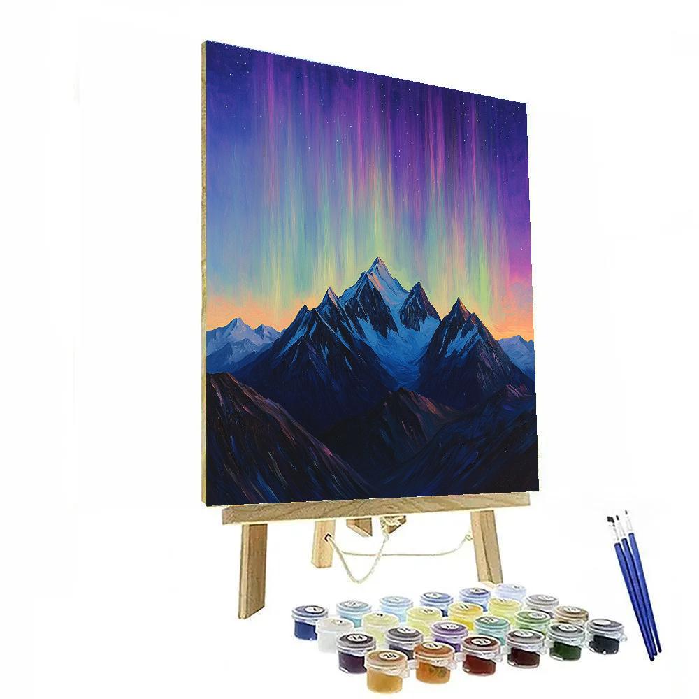 Lawren Harris Inspired Aurora Over Simplified Peaks Paint by numbers art