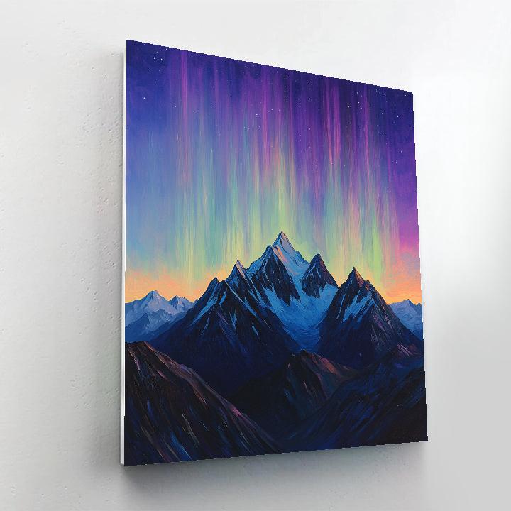 Lawren Harris Inspired Aurora Over Simplified Peaks Paint by numbers art