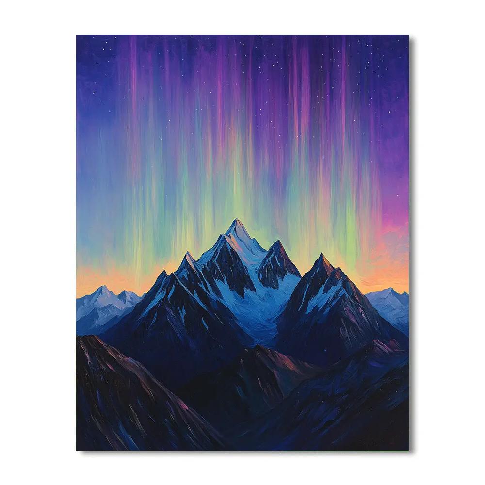 Lawren Harris Inspired Aurora Over Simplified Peaks Paint by numbers art
