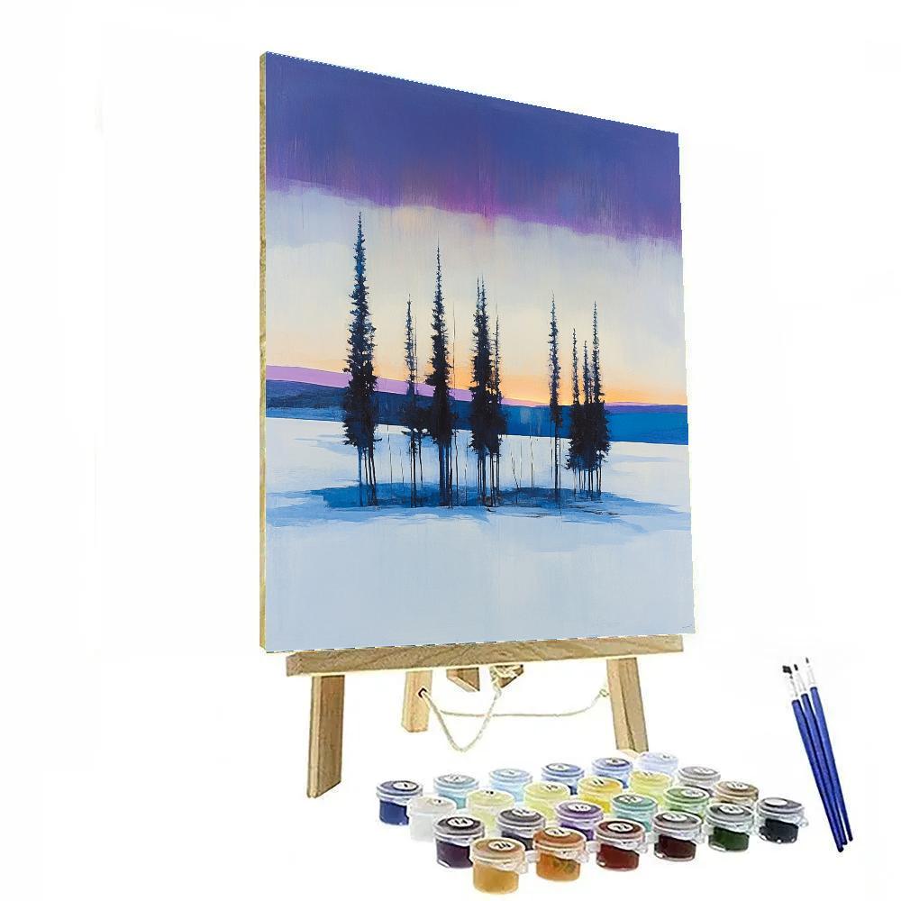 Lawren Harris Inspired Stark Pine Silhouette Horizon paint by number