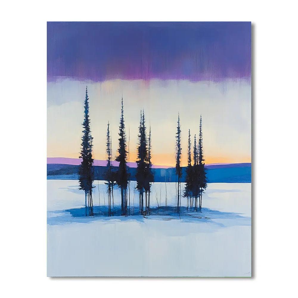 Lawren Harris Inspired Stark Pine Silhouette Horizon paint by number