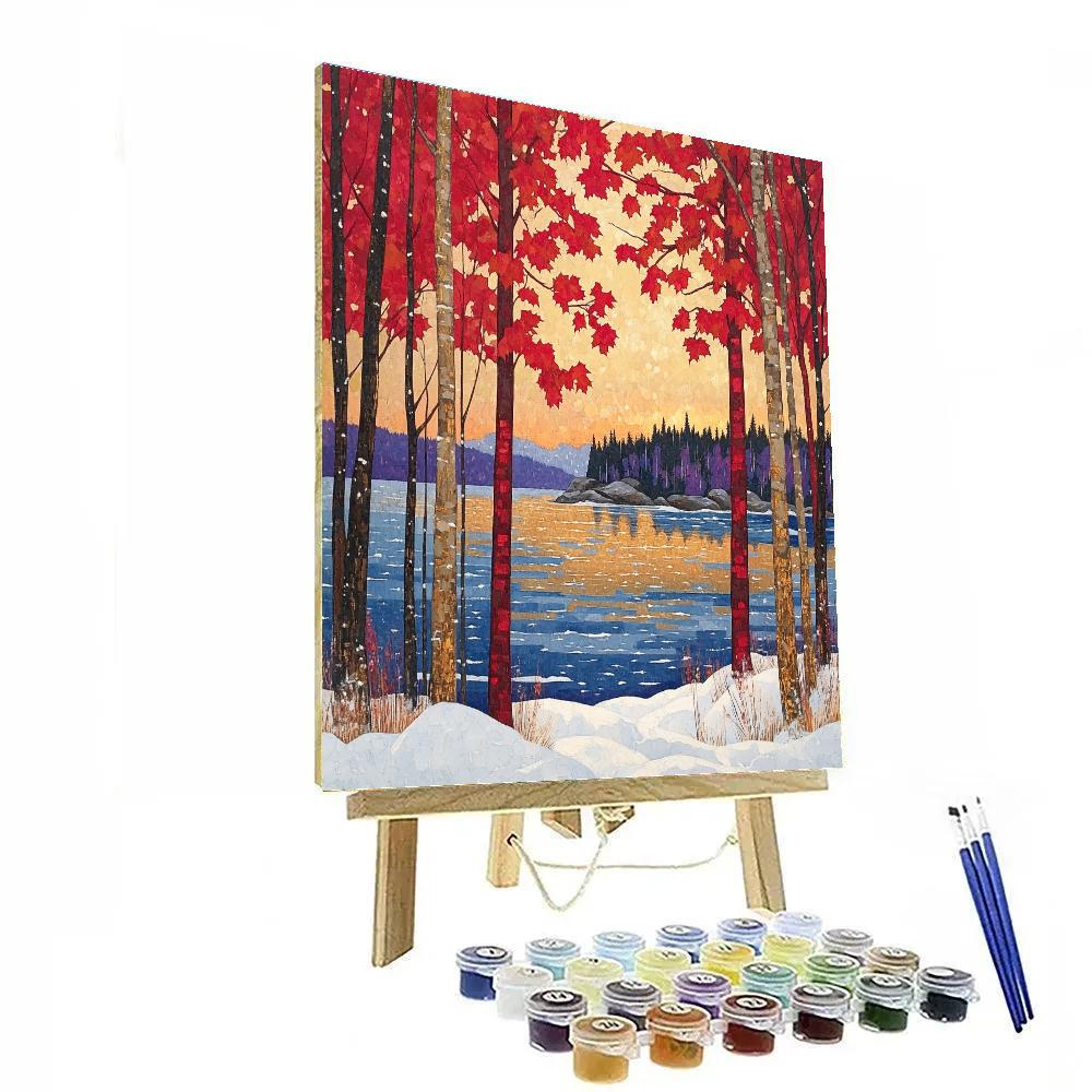 A.Y. Jackson Inspired Red Maple Screen Twilight Numbered painting kits