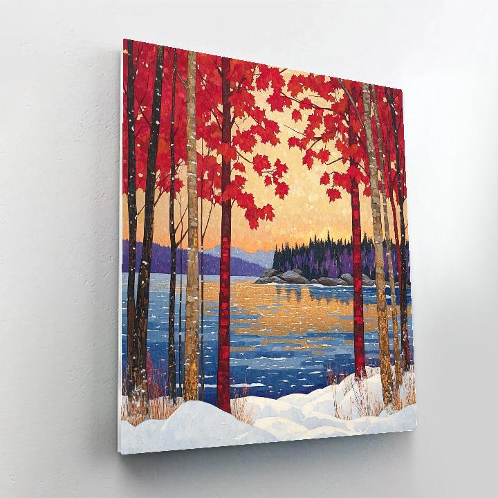 A.Y. Jackson Inspired Red Maple Screen Twilight Numbered painting kits
