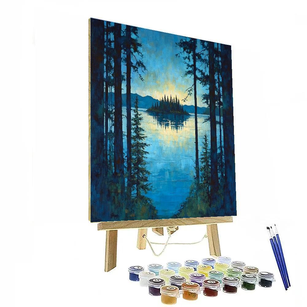 A.Y. Jackson Inspired Northern Lake Through Conifers paint by numbers