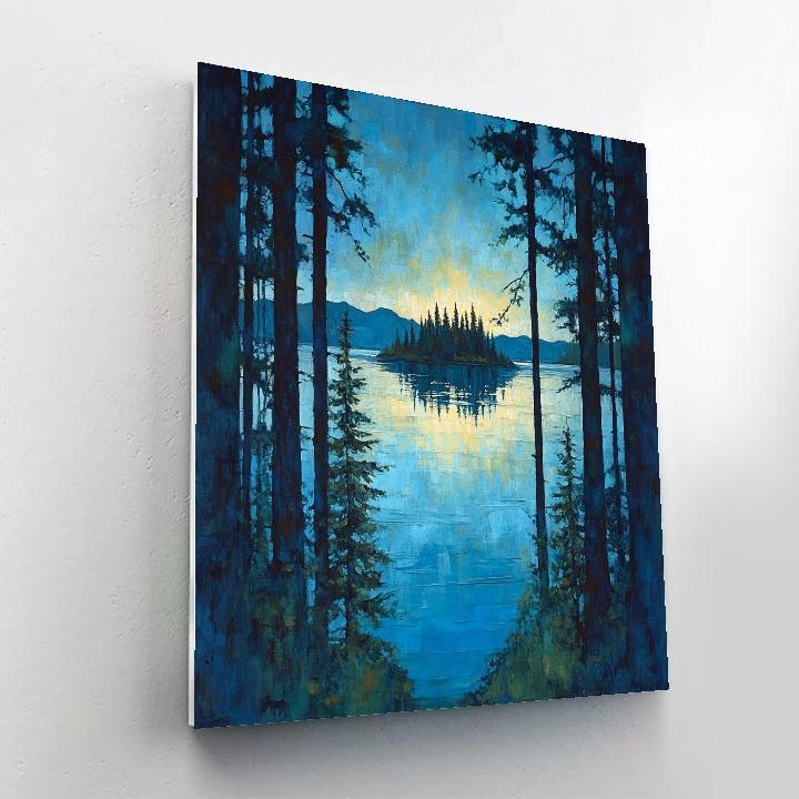A.Y. Jackson Inspired Northern Lake Through Conifers paint by numbers