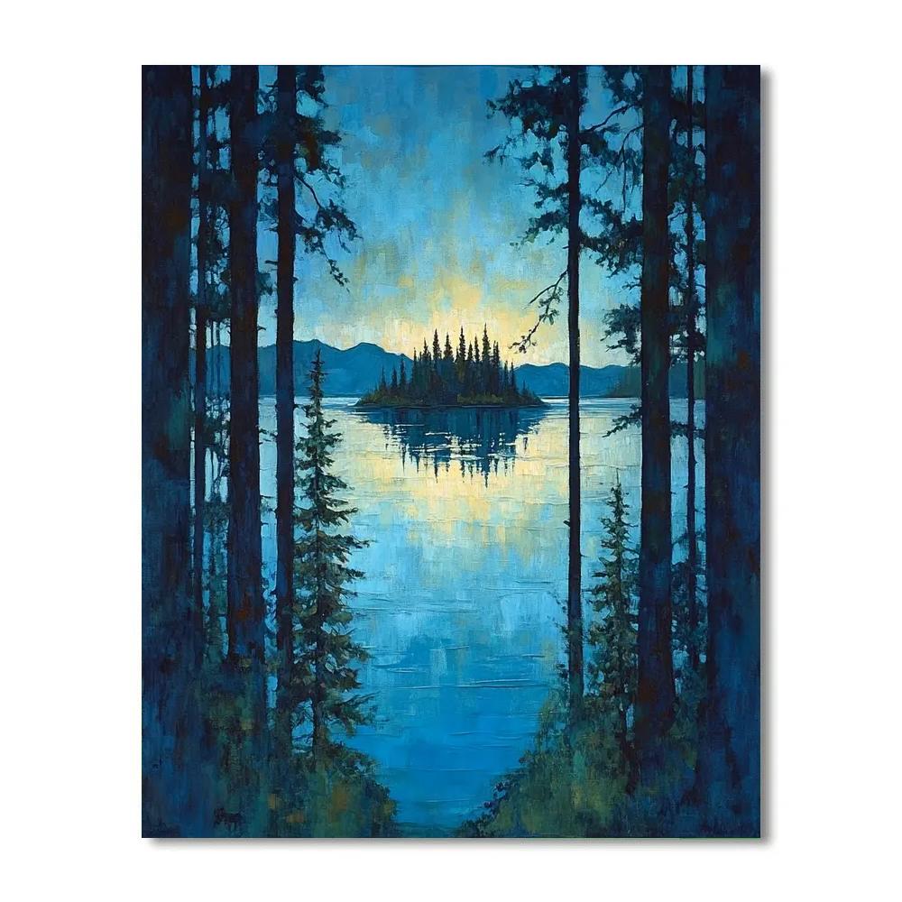 A.Y. Jackson Inspired Northern Lake Through Conifers paint by numbers