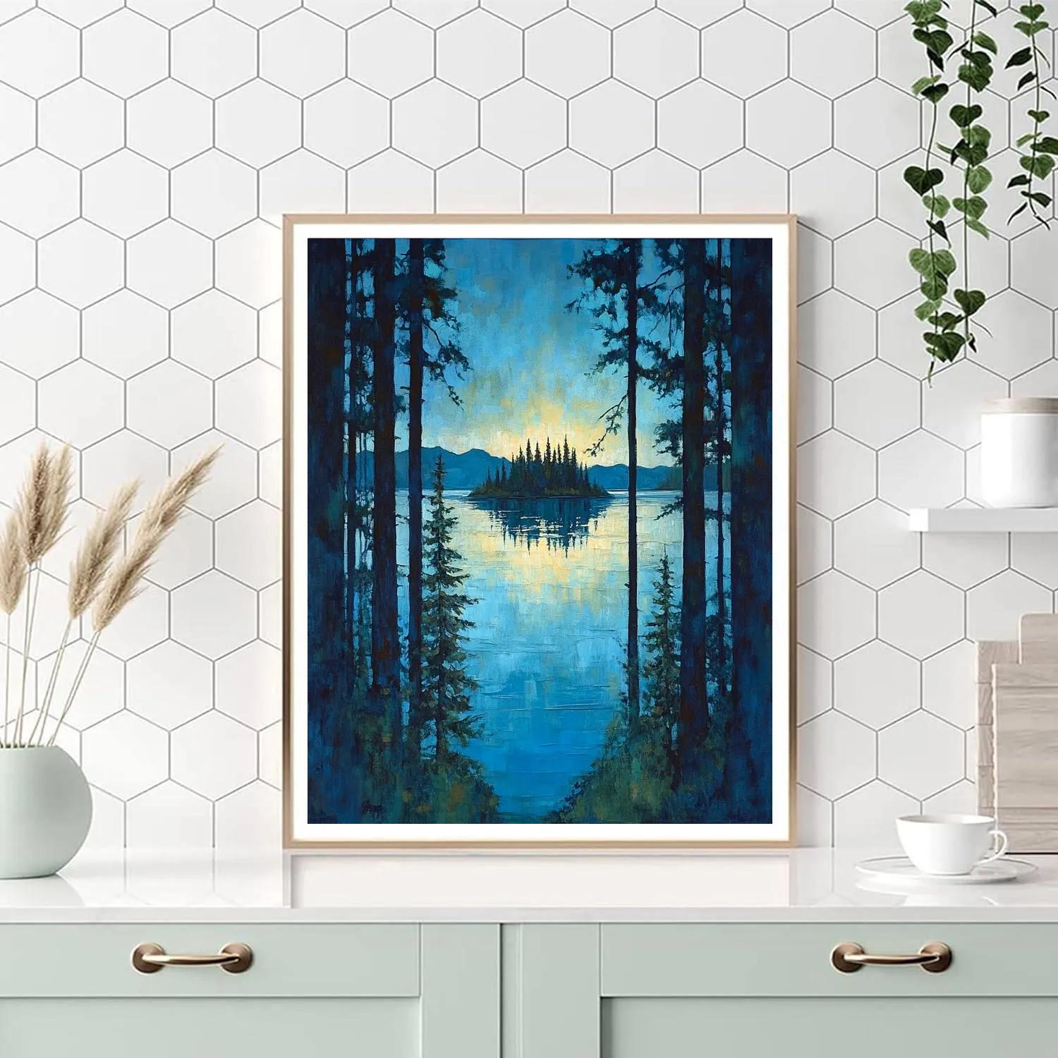 A.Y. Jackson Inspired Northern Lake Through Conifers paint by numbers