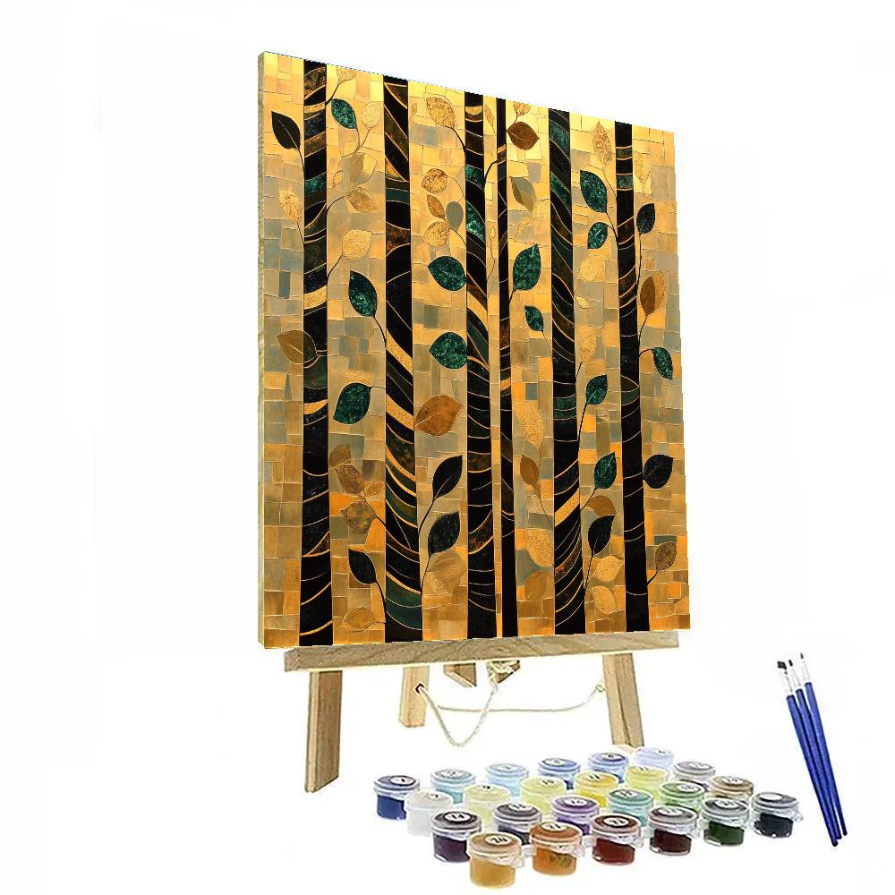 Gustav Klimt Inspired Golden Forest Pattern Numbered painting kits