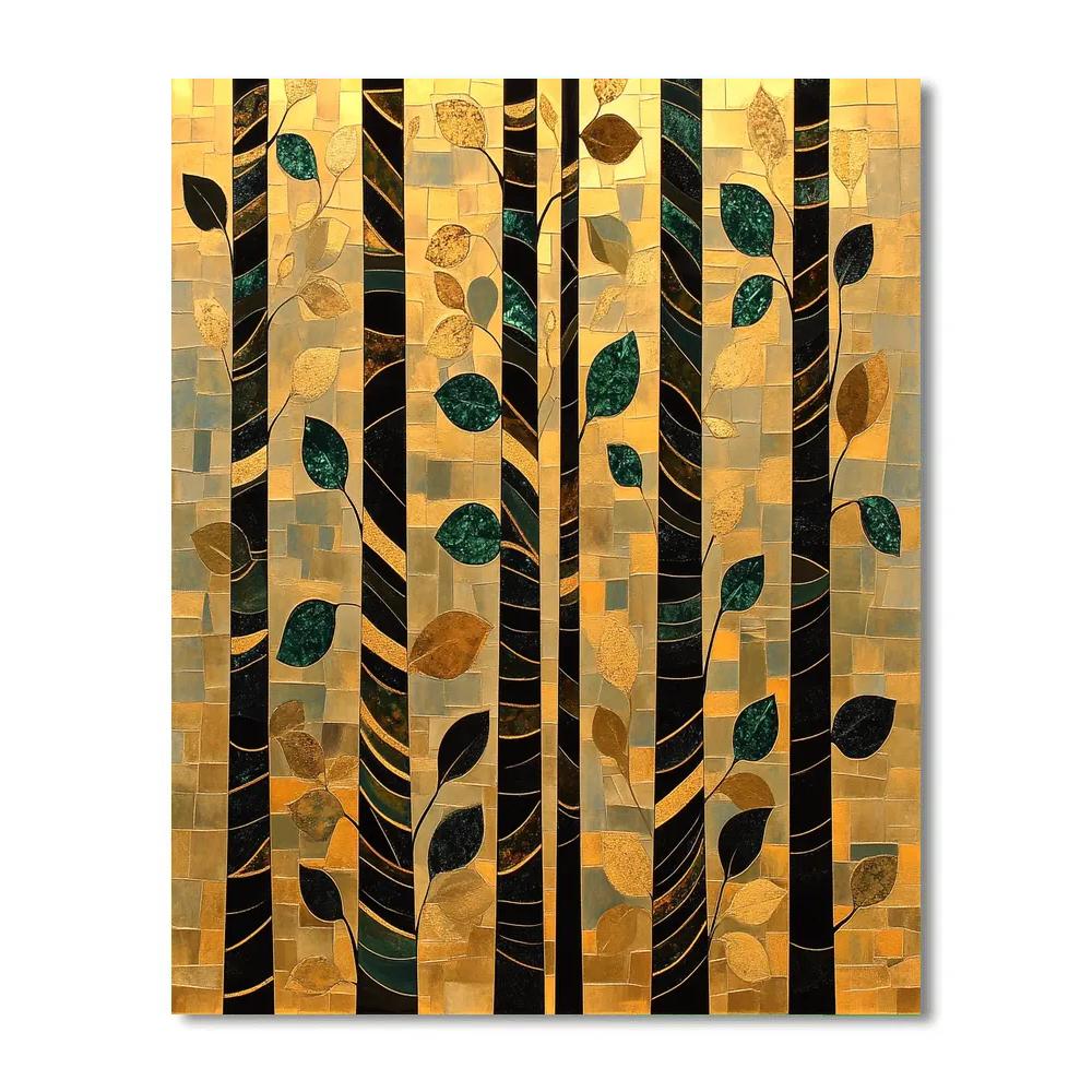 Gustav Klimt Inspired Golden Forest Pattern Numbered painting kits