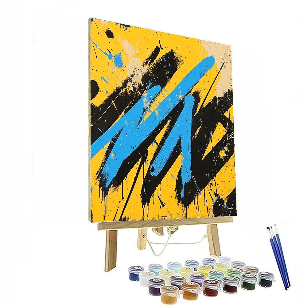 Jean-Michel Basquiat Inspired Nebular Scribble Paint by numbers art