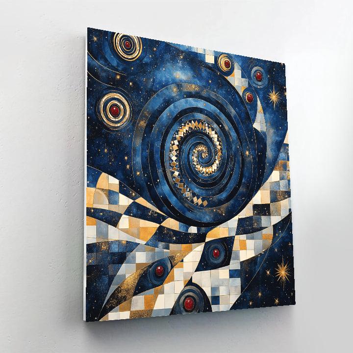 Gustav Klimt Inspired Spiral Night Sky paint by color
