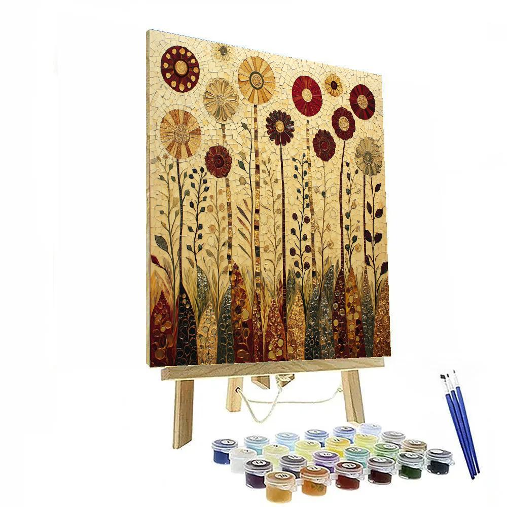 Gustav Klimt Inspired Ornamental Meadow Of Flowers Painting by numbers kit