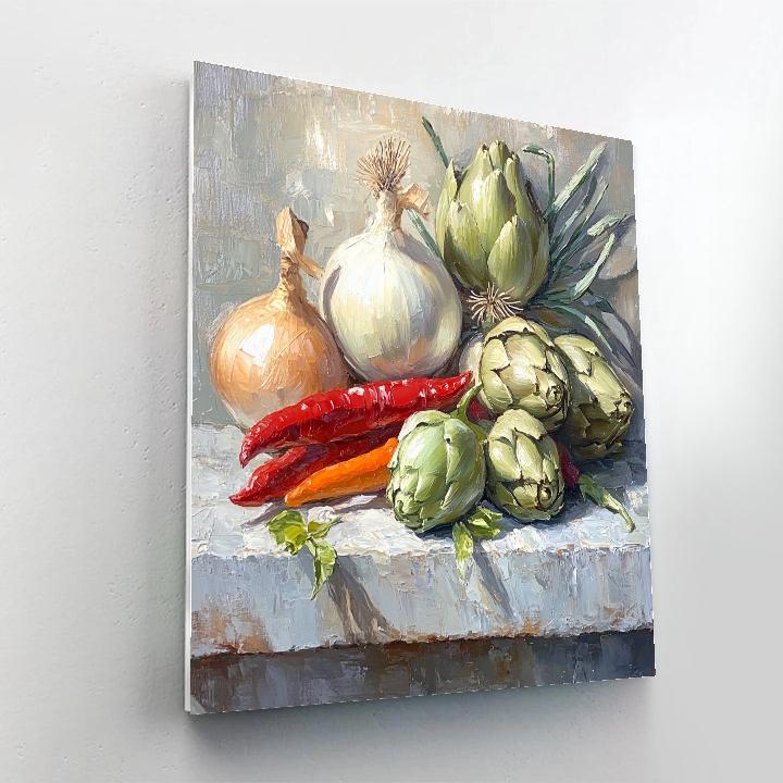 Diego Velázquez Inspired Market Vegetables On Stone Slab painting number kit